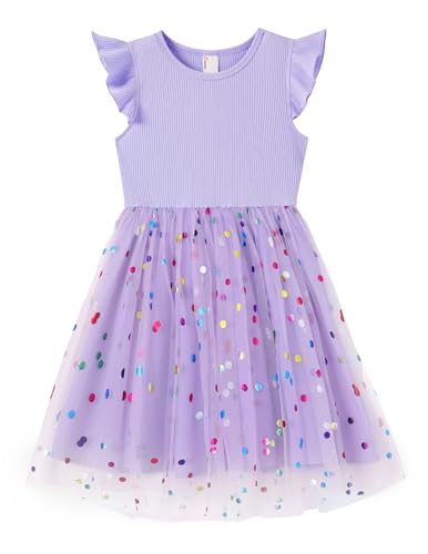 Image of PATPAT Girls Sequin Polka Dot Tutu Princess Birthday Party Dresses 3-4T
