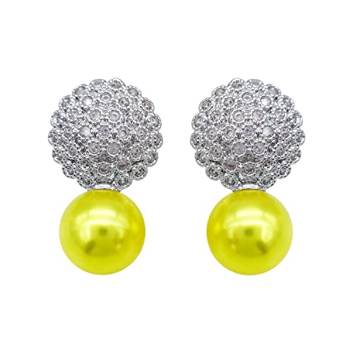 Pendientes de plata 925 con perlas redondas y circonitas WA90119 joya hipoalergénica antioxido