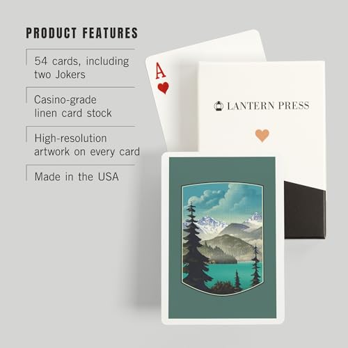 Baraja de Poker con escena de lago y montaña, 52 cartas miniatura 3