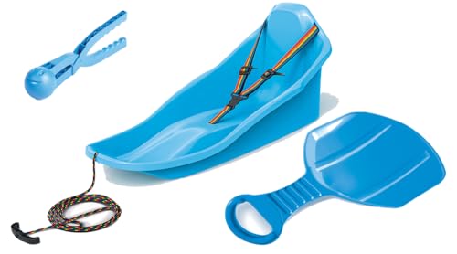 Tymar Trineo Bob infantil con pinzas para bolas de nieve y quitanieves, niños, bebé (TopoSET; azul)