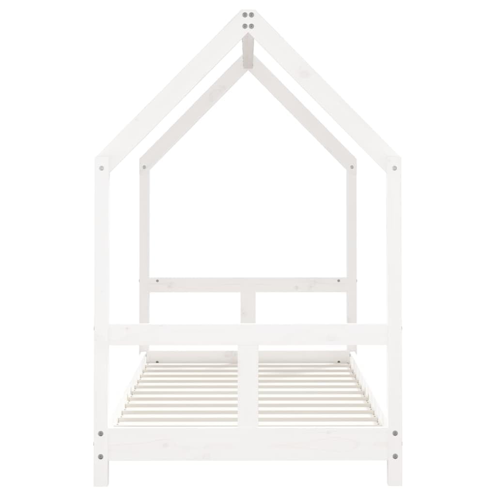Lettino bianco 80 x 160 cm, in legno massello di pino con rete a doghe, protezione anticaduta e design a sbalzo, stabile letto per la cameretta dei bambini, convertibile, ideale per la camera