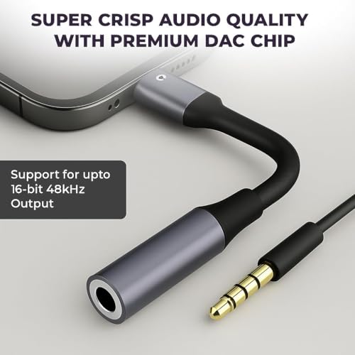 Image of Type C to 3.5mm Earphone Jack Dongle | Premium Audio Adapter | Supports iPhone 15 /16 Series, iPad Pro /Air USB-C, MacBook Pro /Air, iMac (USB-C Ports)