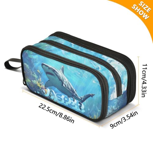 Image of ALAZA Custom Shark Ocean Large Pencil Case Personalized Name Pen Pouch