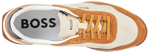 Image of BOSS Men's Zayn Low Profile Suede Leather Two Tone Sneaker