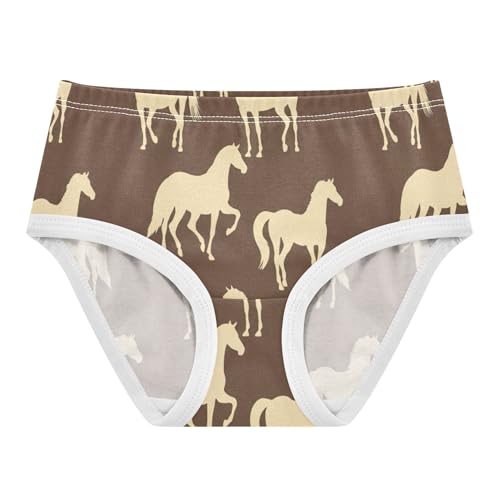 Silhouettes Horses Brown Panties Little Girl Toddler Underwear Floral Cotton Cartoon Briefs Undies Kids 2t