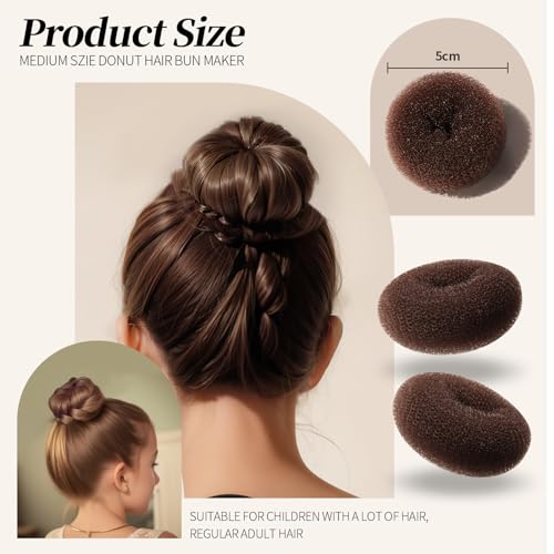 Teenitor Hair Bun Maker Kit - 4Pcs Medium Donut Shapers, 10Pcs Invisible Nets, 10Pcs Bobby Pins, Crown Shaper Set thumb #1
