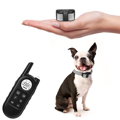 Ultra Compact Dog Shock Collar, Lightest Dog Training Collar with Remote for Small Dogs 5-30lbs & Medium Dogs/Puppies, Waterproof, Rechargeable, 1300ft Range (White Black Dot&Small)