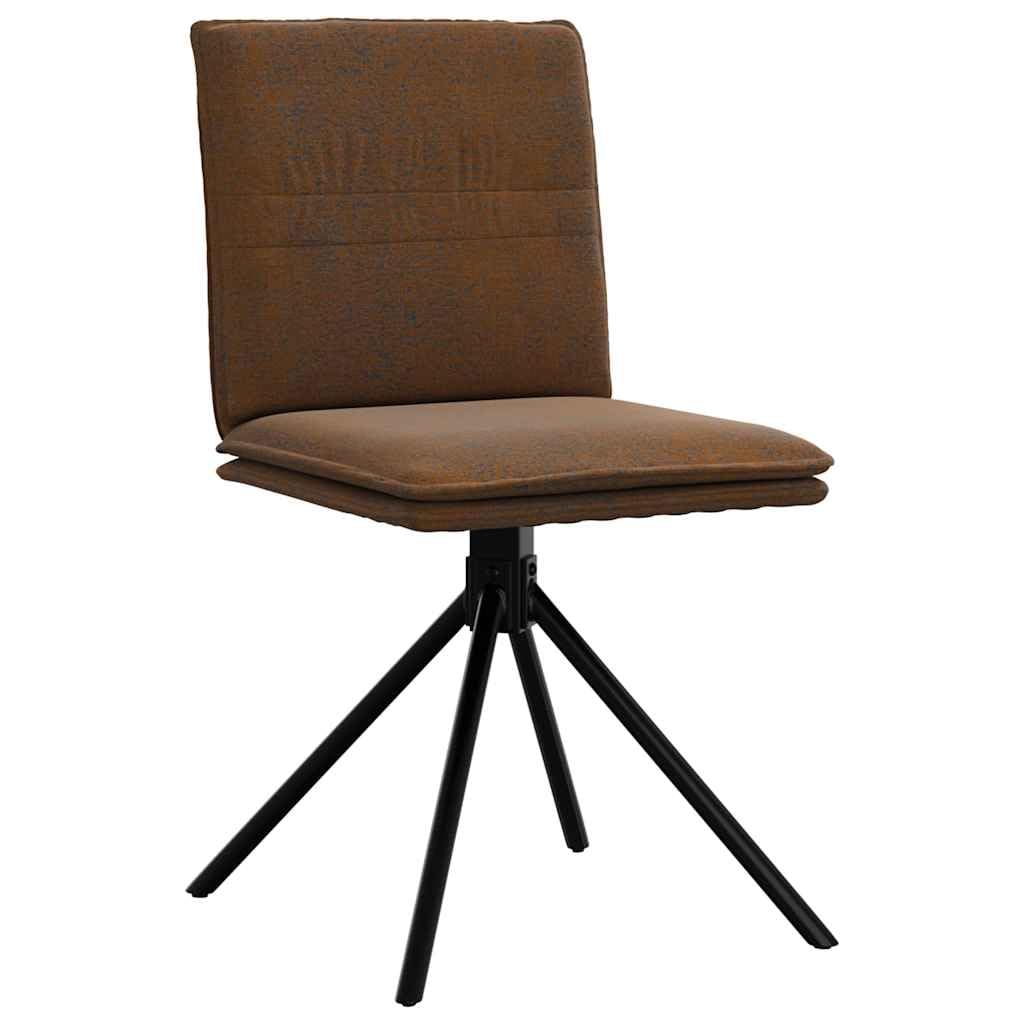 Krzesła do jadalni 6 szt. brązowe mikrofibra o wyglądzie zamszu z metalową ramą drewnianą, tapicerowane siedzisko i oparcie, ergonomicznie wyściełane, do kuchni, salonu, jadalni, biura
