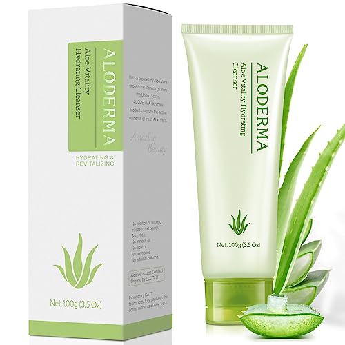 Aloderma Hydrating Facial Cleanser - Gentle Face Cleanser With 75% Organic Aloe Vera - Hydrating Face Wash For Sensitive Skin - Natural Aloe Vera Face Wash For Women And Men - Daily Aloe Cleanser #TOP12