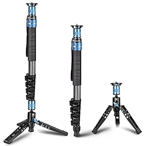 SIRUI Carbon Fiber Monopod with Feet, 67″ Camera Monopod for Travel, Portable & Lightweight, Max Load 22lbs/10kg, 360° Panorama, Modular 3 in 1 (P-325FL)