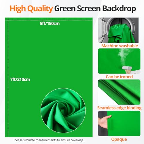 Kit Fondo Verde Portátil 5×7ft con Soporte Ajustable miniatura 2