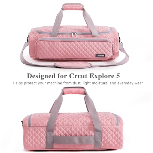 Image of AMOIGEE Puff Carrying Case for Cricut Explore 5, Quilted Storage Bag for Die-Cutting Machine, Travel Craft Tote with Pockets for Vinyl, Tools, Mats and Cricut Accessories and Suppliers