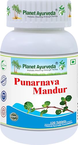 Planet Ayurveda Punarnava Mandur Tablets - 120 Tablets (Pack of 2), Ayurvedic Medicine for Kidney Health Function