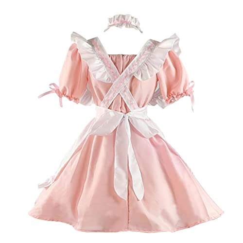 LISANEK Maid Outfit Anime Cosplay Lolita Maid Dress French Maid Costume Plush cat ear Socks set