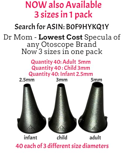 Image of 5th Gen Dr Mom Professional Otoscope - Full-Size with Our Largest Lens, Complete with Batteries and Hard Travel Case (Pack of 3)