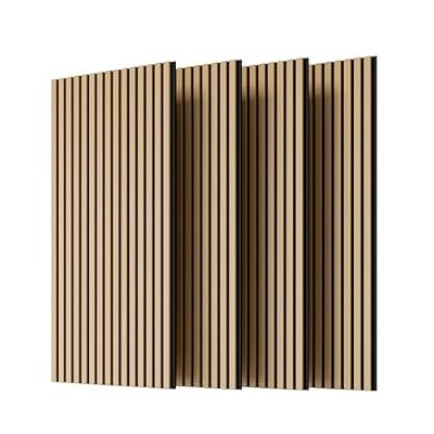 Nimaolt Wood Panels for Wall Slat, 4-Piece Wood Slat Acoustic Panels for Walls and Ceiling, Soundproof 3D Fluted Sound Absorbing Panel for Interior Wall Decor Noise Cancelling, Oak