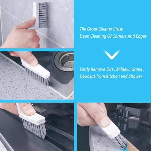 Image of KBZONE 2PCS Grout Cleaner Brush V Shape, Stiff Grout Cleaning Brushes for Tile,Floor Magic Brush, Bathroom Accessory, Cleaning Tools, Grout Scrub Brush Set for Shower, Bathroom, Kitchen, Household Use