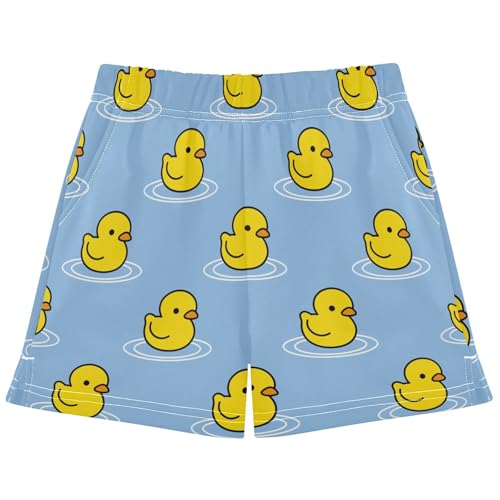 pnyoin Girl's Shorts Cute Cartoon Duck Athletic Running Shorts with Pockets Size 7-8t Multi
