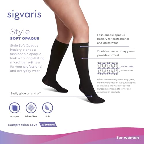 Image of SIGVARIS Women's Style Soft Opaque 840 Closed Toe Calf-High Socks 20-30mmHg - Medium Short - Espresso
