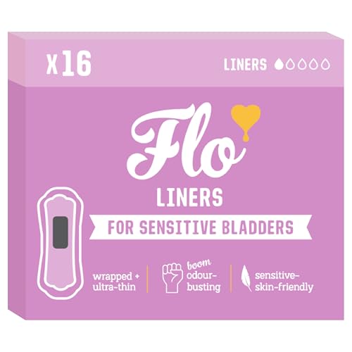 Image of Flo - Sensitive Bladder Liners (16 Pack) - Wrapped + Ultra-Thin - Absorbent, Soft & Breathable - Charcoal Core - Made with Organic Bamboo - Panty Liners for Women - Vegan & Cruelty Free