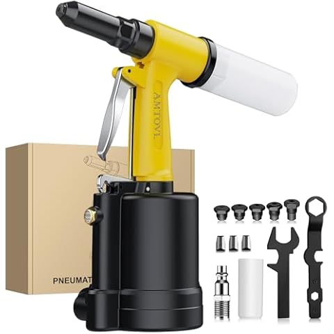AMTOVL Pneumatic Riveter - 3917LBF Pulling Pneumatic Rivet Gun, Heavy-Duty Air Pop Riveter 3/32", 1/8", 5/32", 3/16" and 1/4" Capacity Cover