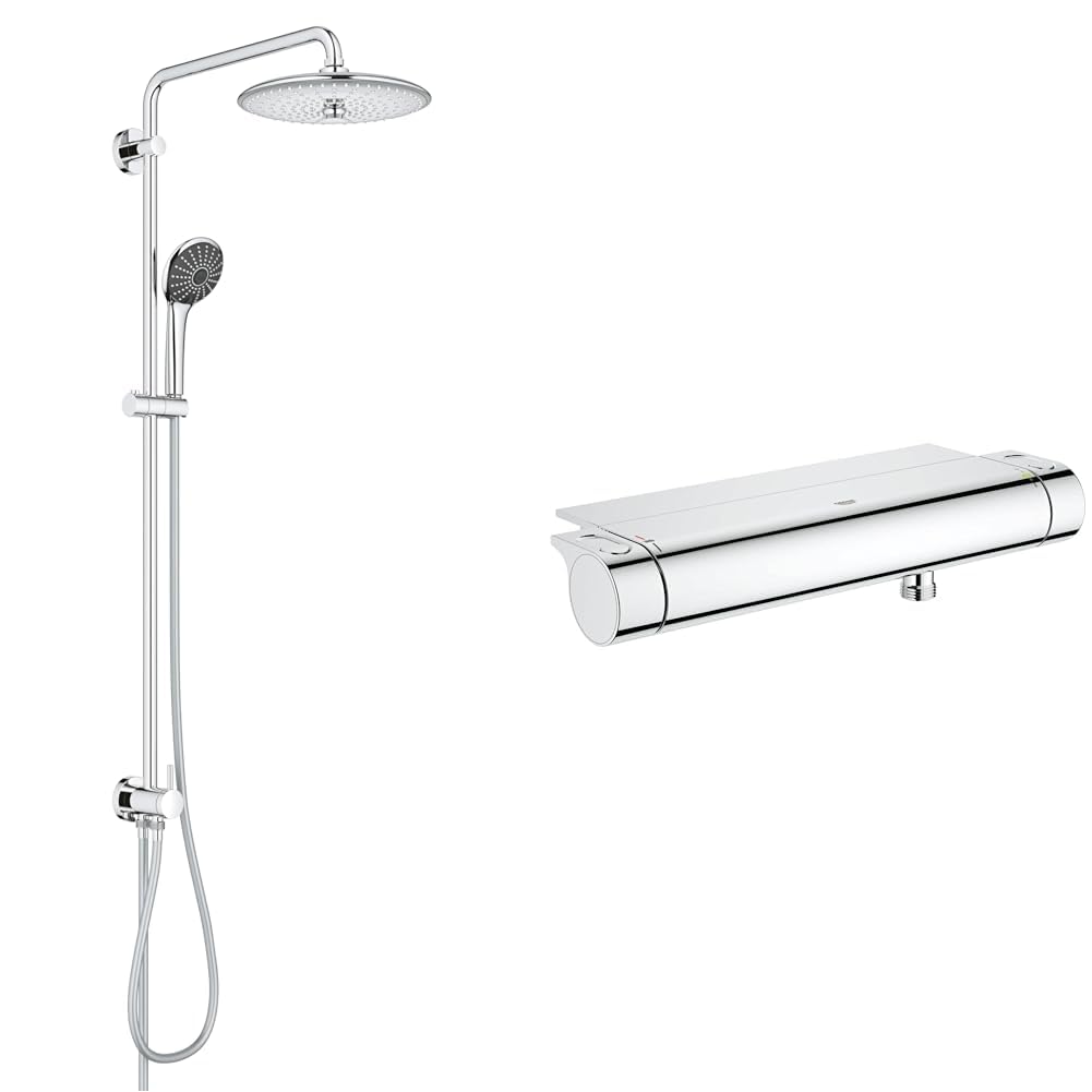 GROHE Vitalio Joy Shower System 260 - System prysznicowy z przelacznikiem, chrom, 27357002 & Grotherm 2000 - Termostatyczna bateria prysznicowa, chrom, 34469001