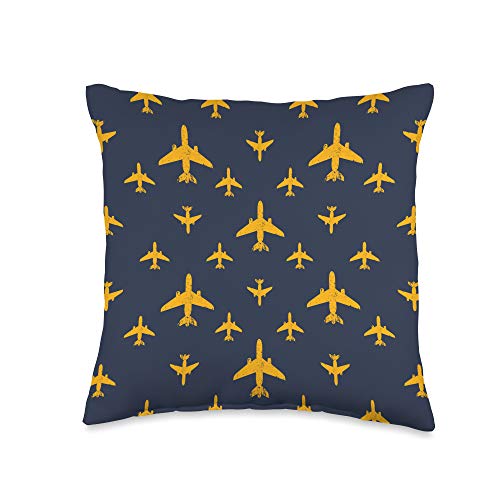 Aviation Themed Clothing & Accessories Vintage Aviation Airline Pilot Gifts-Yellow Jet Airplane Throw Pillow, 16x16, Multicolor Aviation Themed Clothing & Accessories Vintage Aviation Airline Pilot Gifts-Yellow Jet Airplane Throw Pillow, 16x16, Multicolor