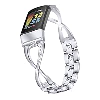 Cinturino In Acciaio Con Strass Per Fitbit Charge 5 | Chofit Bracciale Brillante Per Tracker Attività Donna - 4