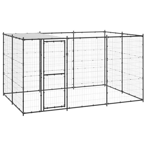 Vopese Hundehütte Spiel Paradies Pulverbeschichteter Stahl PE Schwarz Silber 330x220x180cm Model3082293