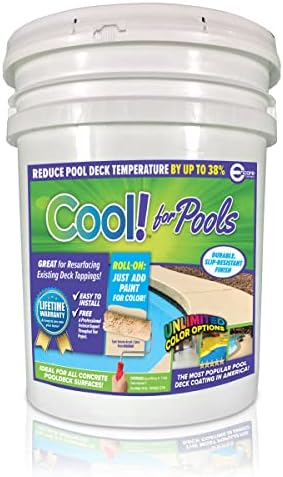 Cool Decking Pool Deck Paint - Coating for Concrete and Decks - Waterproof Concrete Paint that Repairs, Seals, and Cools Your Pool Deck Surfaces - Covers 150 Square Feet of Deck