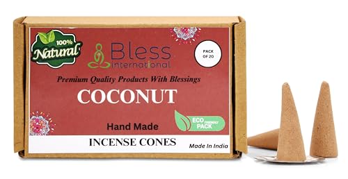 Bless International Coconut 100%-Natural-Incense-Cones Handmade-Hand-Dipped Organic-Chemicals-Free for-Purification-Relaxation-Positivity-Yoga-Meditation The-Best-scents (20 Count) - Image 2