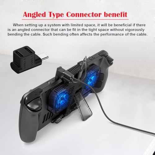 Image of ETZIN USB3.0 Type C Male 10Gbps to Dual Female Power Data Splitter Adapter Up Angled Compatible with Steam Deck Laptop