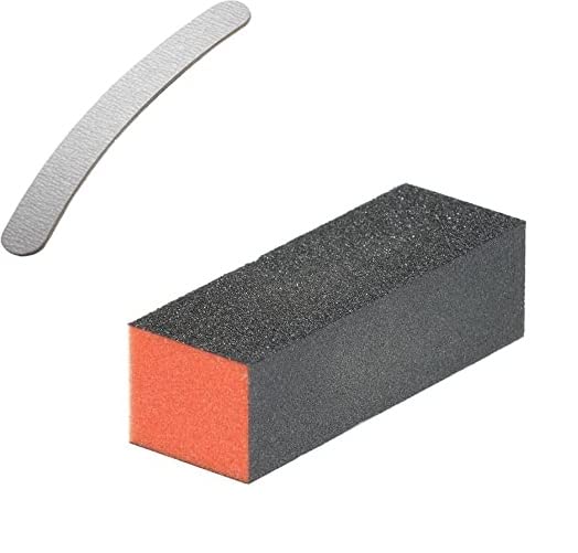 D.B.Z.® 1 Pc Nail Art Shiner Buffer Block Orange Buffing Sanding File And 1 Pc Banana Shape Nail Filer For Women & Girls (Pack Of 2)