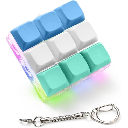 Image of 9 in 1 Keyboard Fidget Toy Handheld Clicky Fidget Keyboard with LED Light Keychain Detachable Mechanical Clicker Adult Stress Relief (Colourful)