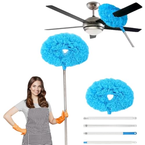 Image of Fan Cleaner Brush with Long Rod Flexible Fan Cleaning Mop Microfiber Dust Cleaner Foldable Duster for Home Cleaning Microfiber Duster for Cleaning of Home, Kitchen, Car, Ceiling