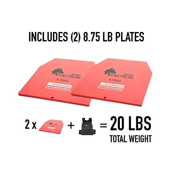 WOLF TACTICAL Weight Vest Plates - 5.75/8.75/14.5/19.75LB Pairs - WODs, Strength Training, Running, Heavy Workouts