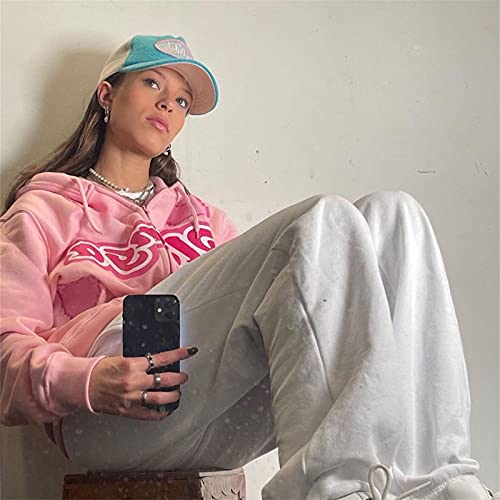 Briskorry Dames Y2K roze capuchontrui letters print eenvoudig lange mouwen sweatshirt leuke mode tieners meisjes mantel grote maten streetwear overgangsjas - Image 4