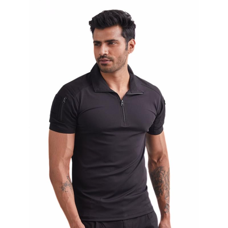 Image of MOUNTMILLER Men's Short Sleeve Ripstop Tactical Polo T-Shirt | Anti-Odor | Moisture-Wicking | UV Protective| Ideal for Hiking & Trekking, Outdoor
