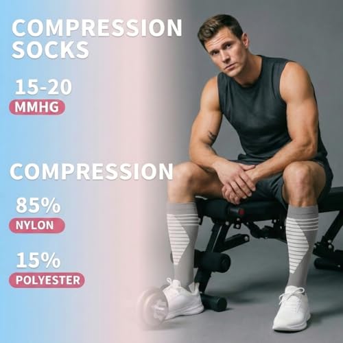 Image of Sooverki Compression Socks for Women & Men 6 Pairs is Best Supportive Knee High Stockings for Circulation, Travel, Nurses