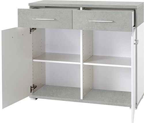 Germania 3777-531 GW-Topix Kommode | In Weiß und Beton-optik | 96 x 87 x 40 cm - 3777-531 Germania 3777-531 GW-Topix Kommode | In Weiß und Beton-optik | 96 x 87 x 40 cm