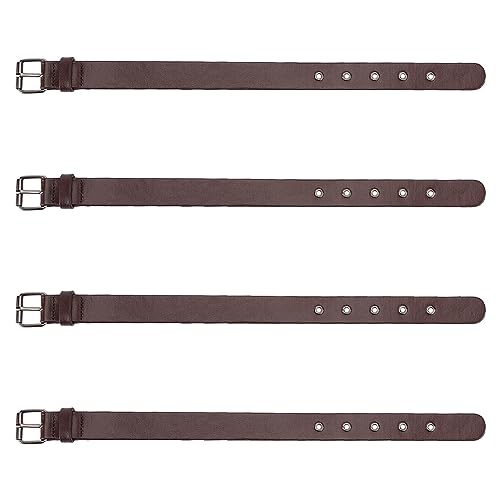 FINGERINSPIRE 4 Pcs Traditional Kilt Extender Straps Imitation Leather Cuff Belt Buckles 42x2.5cm Coconut Brown Leather Adjustable Belt with Metal Square Buckle Women's Belt for Coat Dress DIY