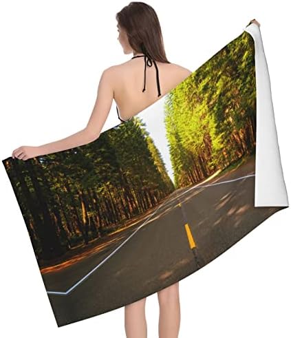 LYNSAY Nature Road Printed Bath Towel, Super Soft, Lightweight, High Water Absorption and Quick Drying Super Fiber Bath Towel