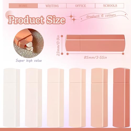 Huakaile 6 Pack Cute Correction Tape with Gradient Color, Aesthetic Correction Strip Tape Pen - Image 4