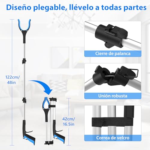 Pinza recoge objetos de 122cm con garra giratoria 360 y punta magnética 4
