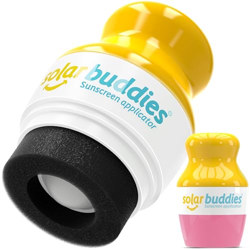 Image of Solar Buddies Sunscreen Applicator - Single Pink - Refillable Roll on Sponge Sunscreen, Suncream & Lotion Applicator For Kids, Adults & Families - Holds 3.4fl oz, Perfect Size for Travel