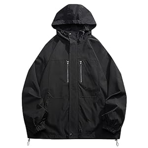 SRZYMJ Schwarze Wasserdichte Windjacke Herren mit Kapuze