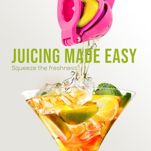 Image of Zulay Kitchen Metal 2-in-1 Lemon Squeezer - Sturdy Max Extraction Hand Juicer Lemon Squeezer Gets Every Last Drop - Easy to Clean Manual Citrus Juicer - Easy-Use Lemon Juicer Squeezer - Dragonfruit