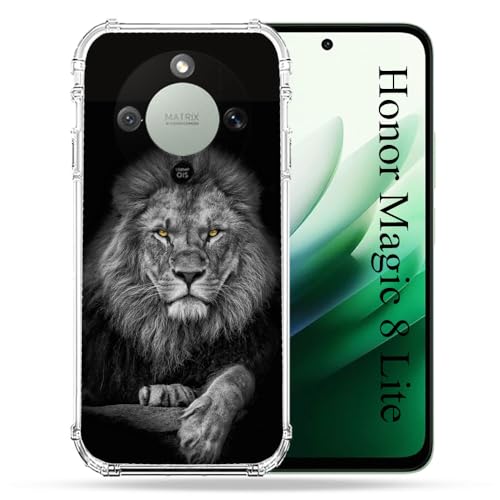 Coque Honor Magic 8 Lite 5G renforcée au design premium de lion sauvage