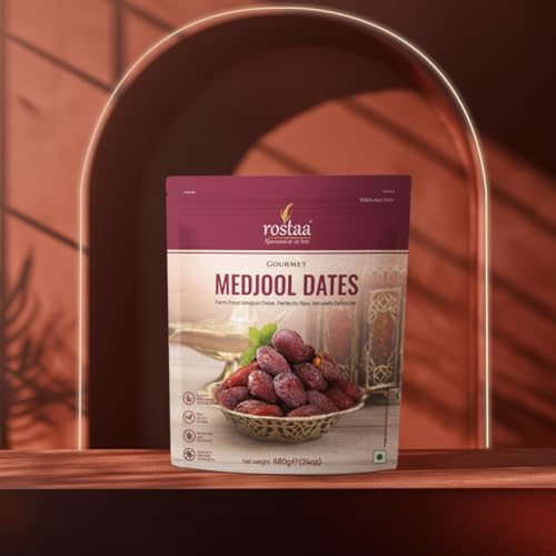Image of Rostaa Gourmet Medjool Dates 680g | Premium Quality Khajoor | Naturally Sweet & Soft Date | Rich in Fiber & Antioxidants | Healthy Energy Snack | 100% Natural Dry Fruits