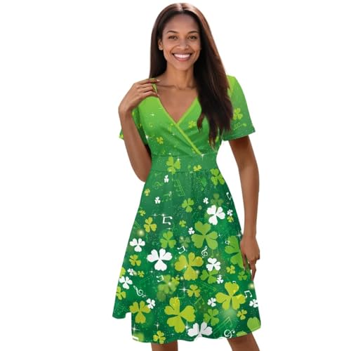 Image of Women's Summer Formal Dresses Short Sleeve Wrap V Neck Dresses Bridesmaid Wedding Guest Dress with Pockets